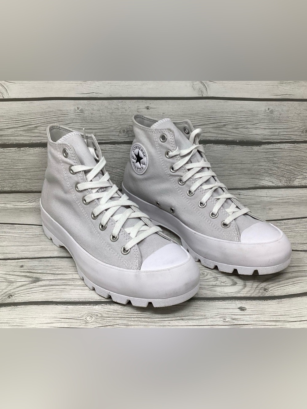 Converse High Top Sneakers in Light Gray and White